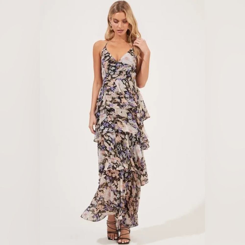 ASTR ruffle floral maxi dress